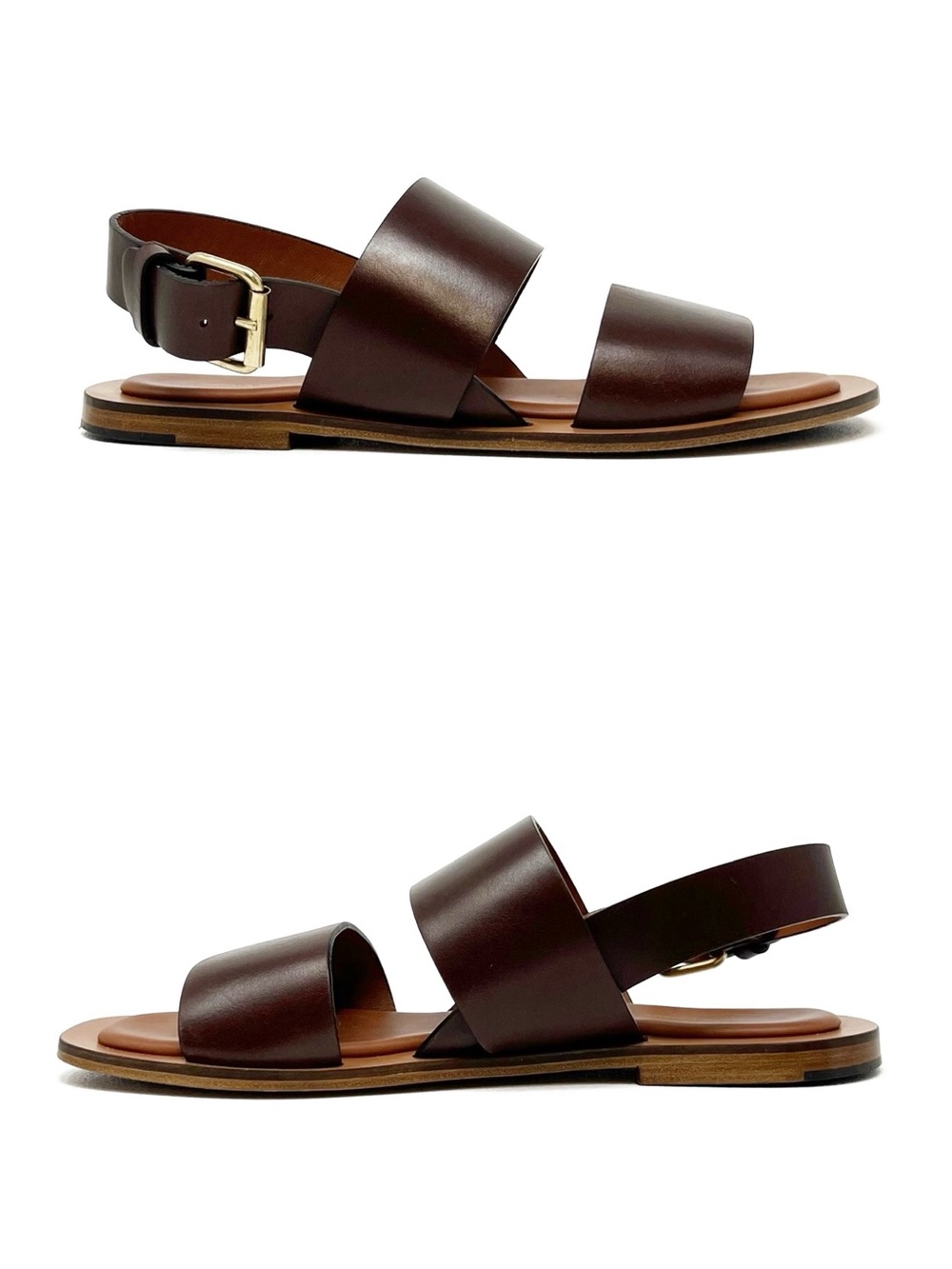 Mansur Gavriel Double Strap Sandals Size 38/8 Chocolate Brown Leather Flats EUC - Picture 3 of 12